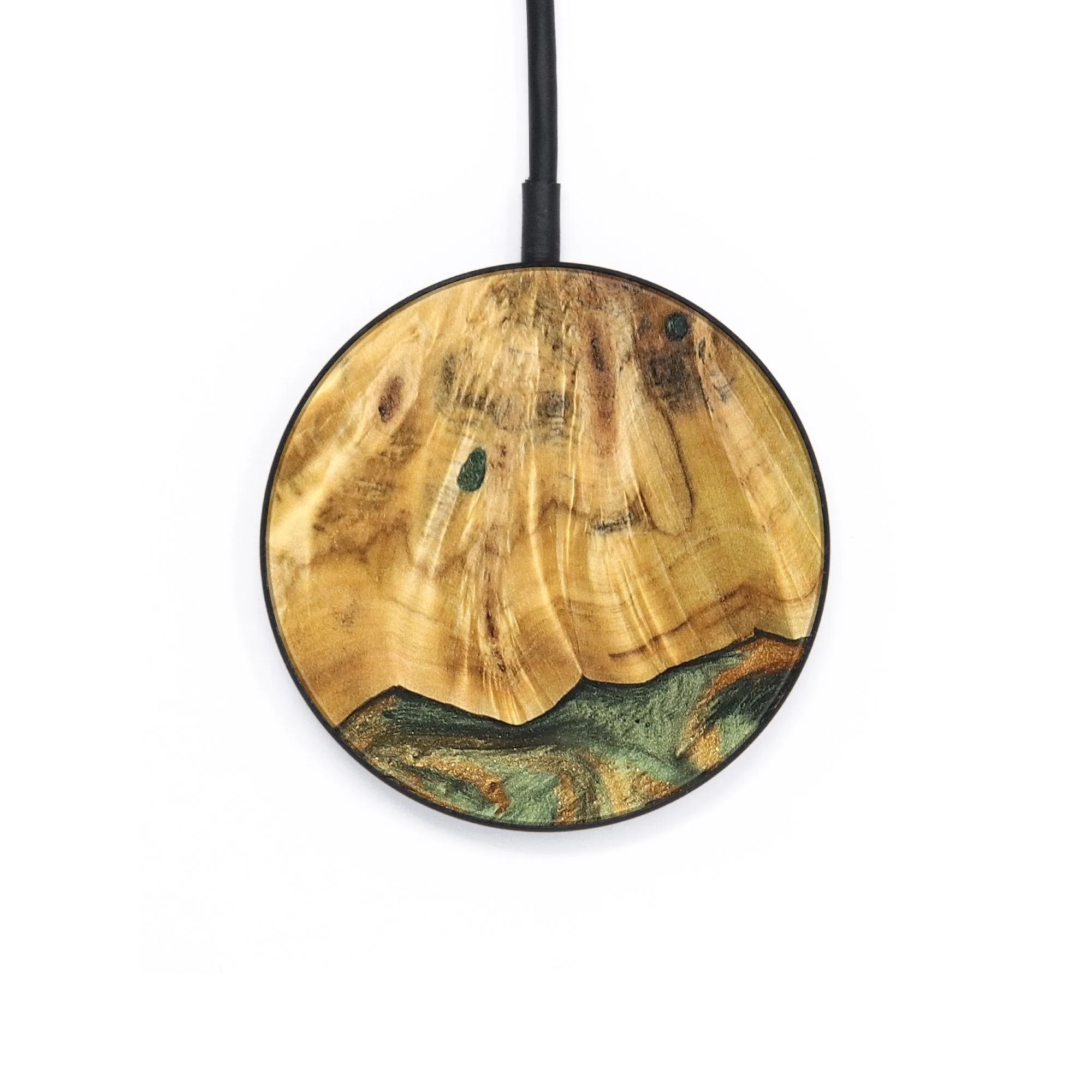 Circle Wood Resin Wireless Charger - Ari (Green, 691432)