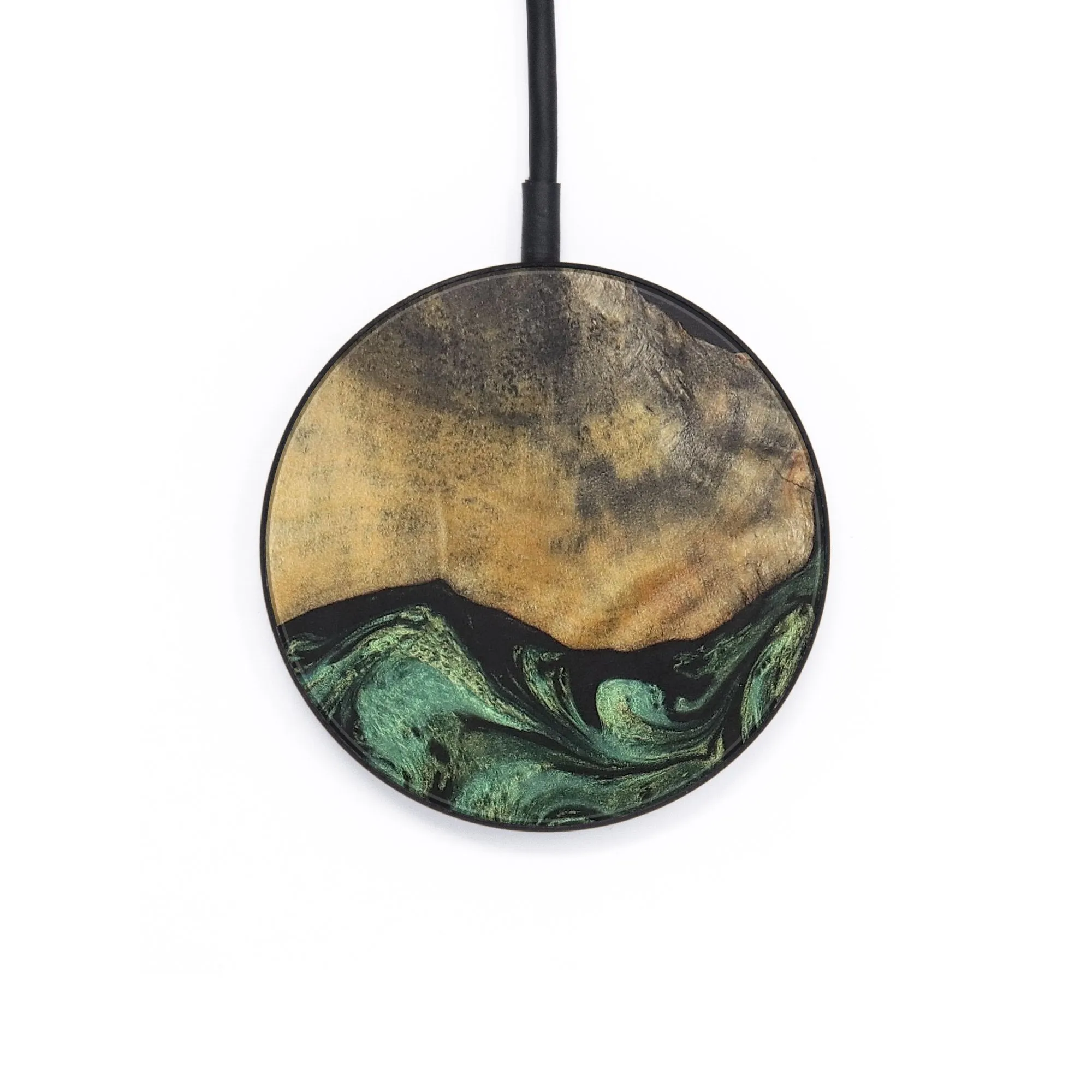 Circle Wood Resin Wireless Charger - Brianne (Green, 687840)