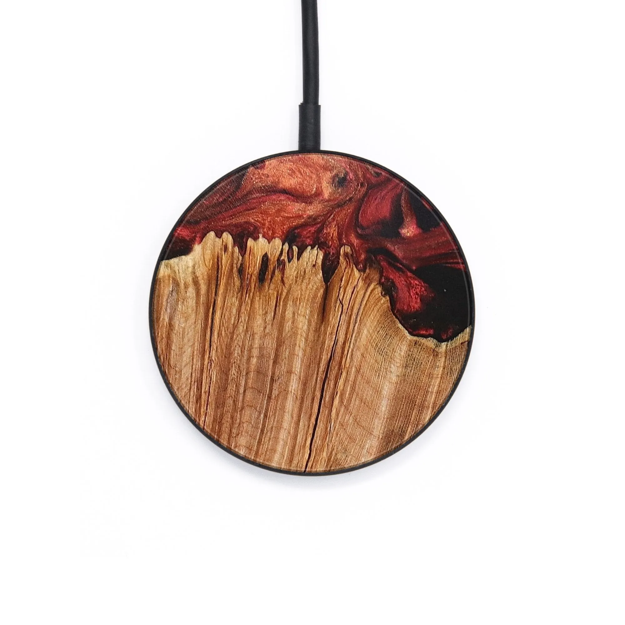 Circle Wood Resin Wireless Charger - Charlene (Red, 651008)