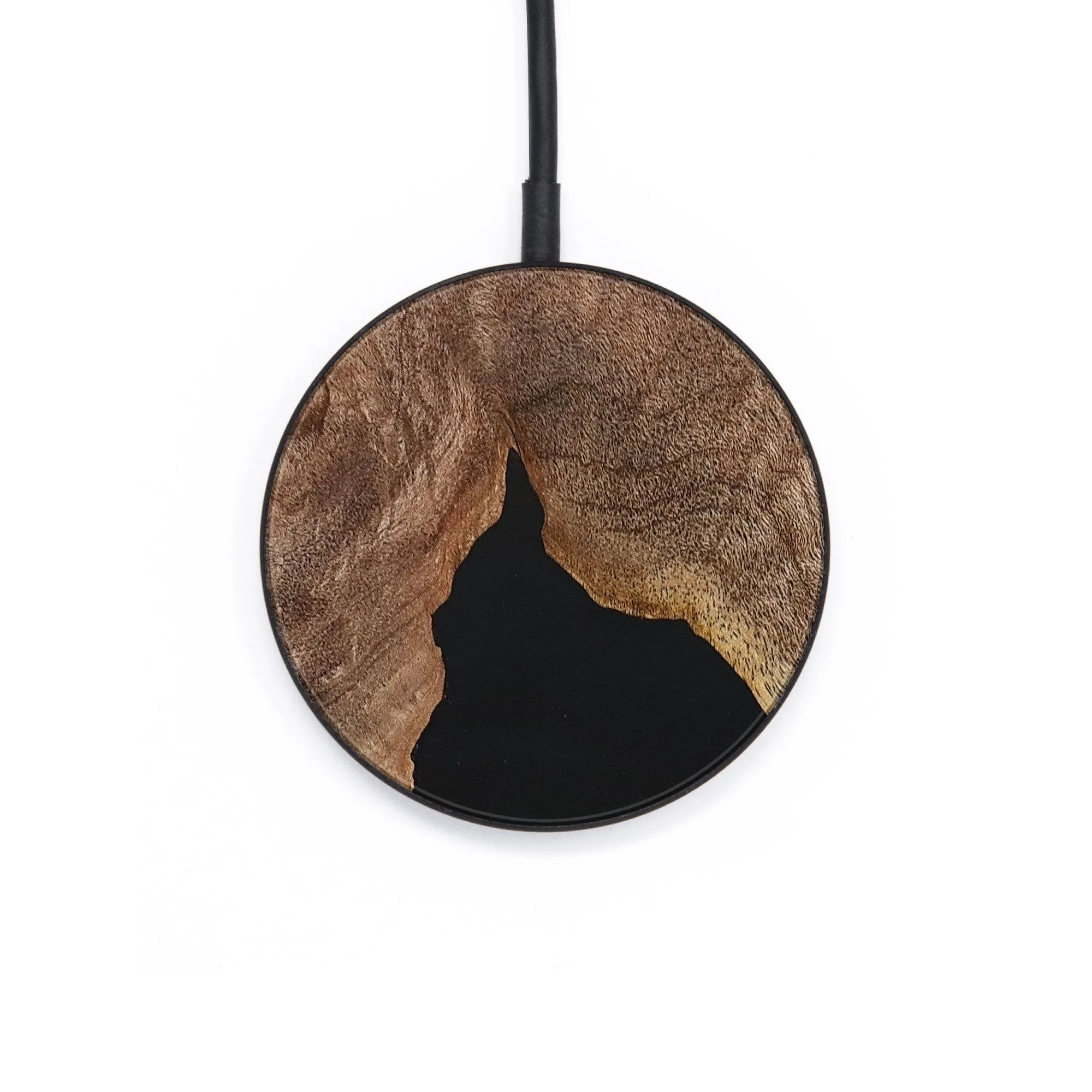 Circle Wood Resin Wireless Charger - Desmond (Black & White, 654425)