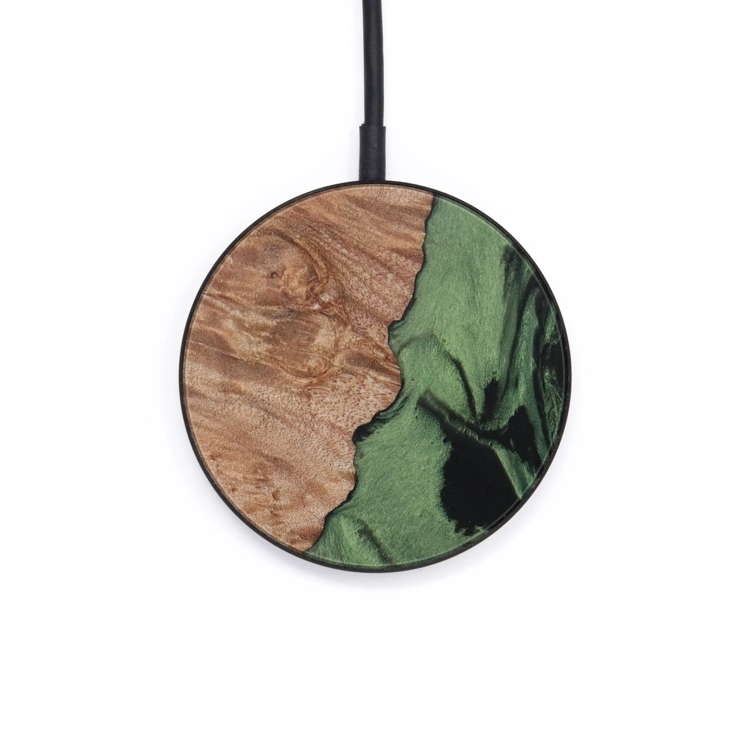 Circle Wood Resin Wireless Charger - Edie (Dark Green, 614757)