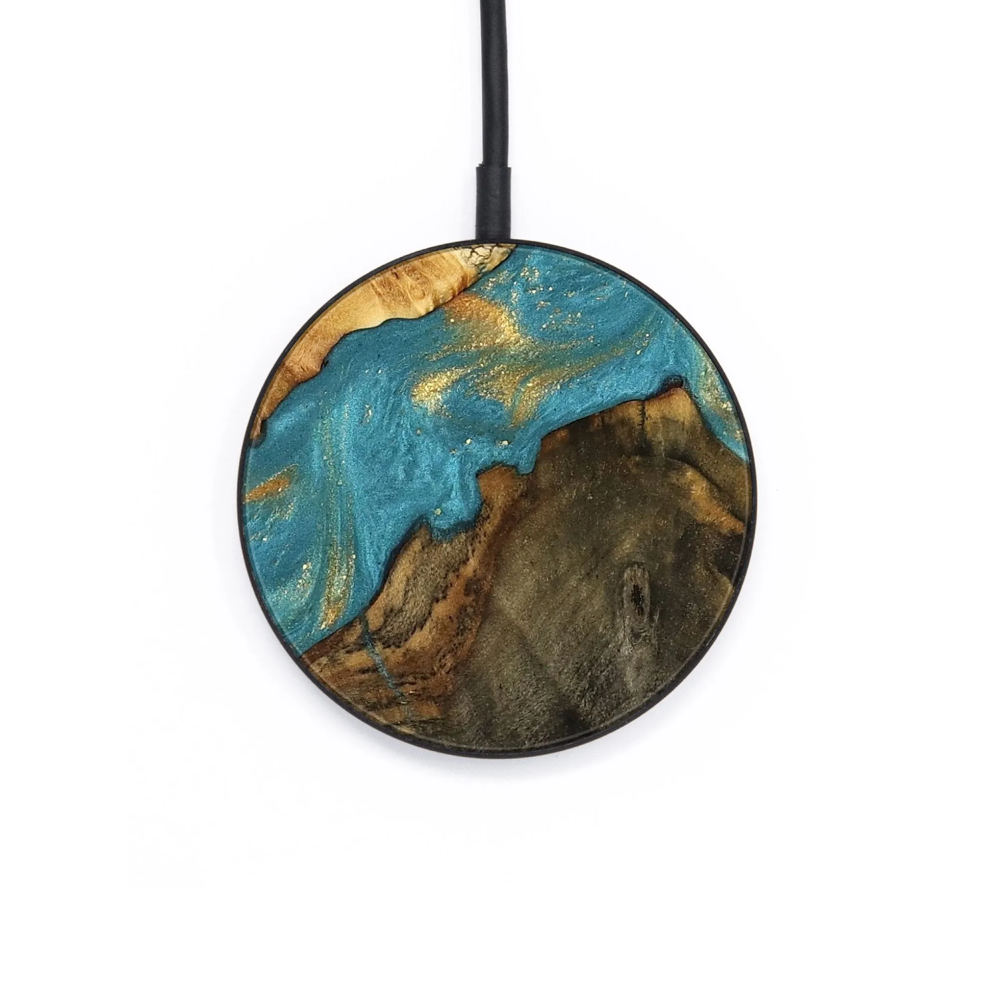 Circle Wood Wireless Charger - Hakeem (Teal & Gold, 735933)