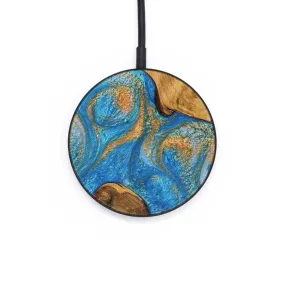 Circle Wood Wireless Charger - Kathy (Teal & Gold, 734818)