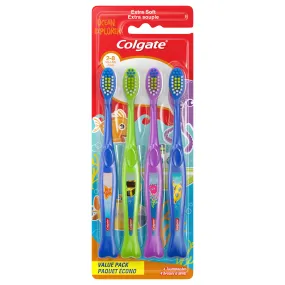 Colgate Kids Toothbrushes with Extra Soft Bristles, Kids Toothbrush Value Pack, Ocean Explorer, 4 Pack