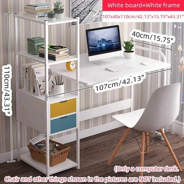 Computer Desk Laptop Writing Table Study Table with Shelves Drawers Large Wood Office PC Laptop Workstation Home Gaming Desk