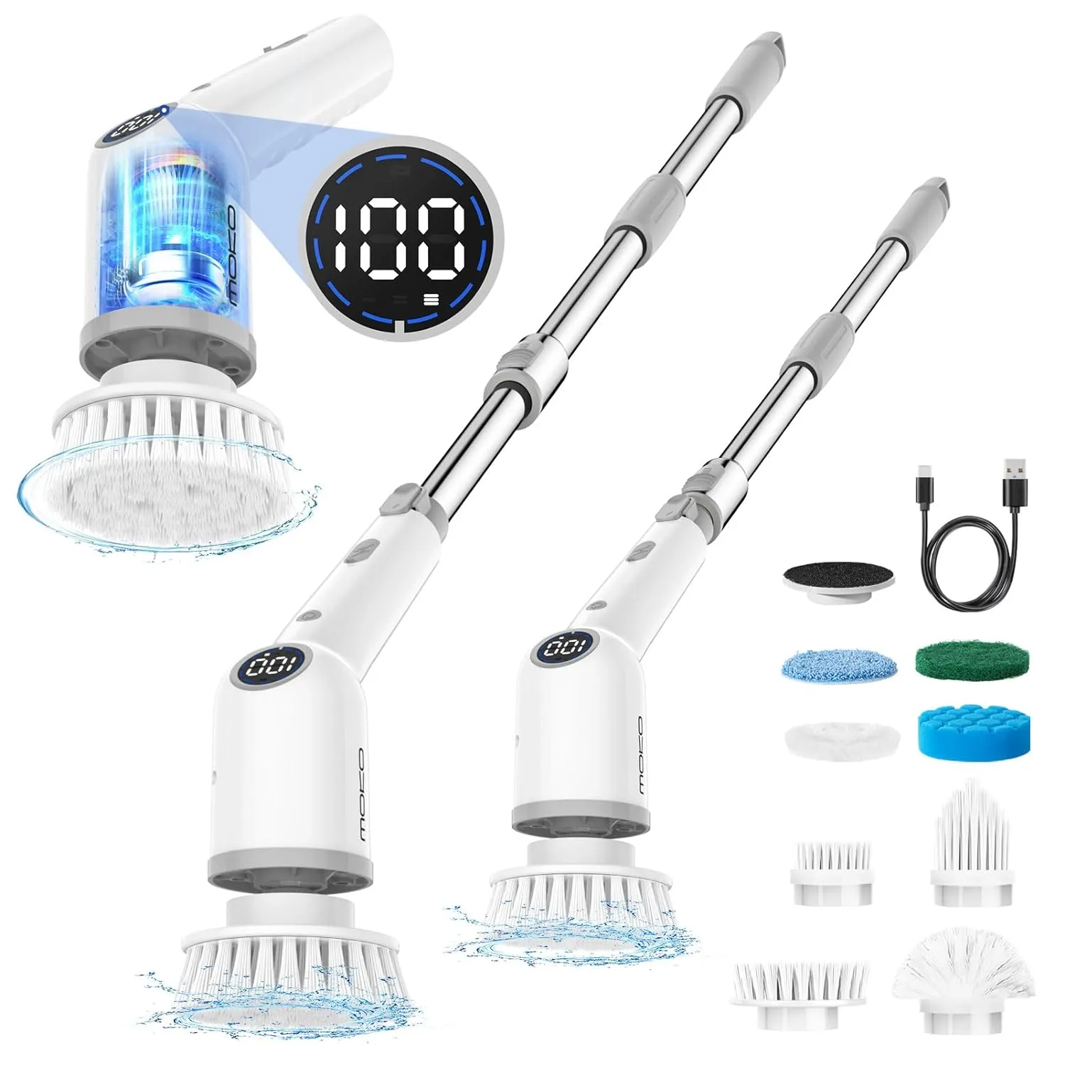 Cordless Cleaning Brush 9 Replaceable Brush Heads