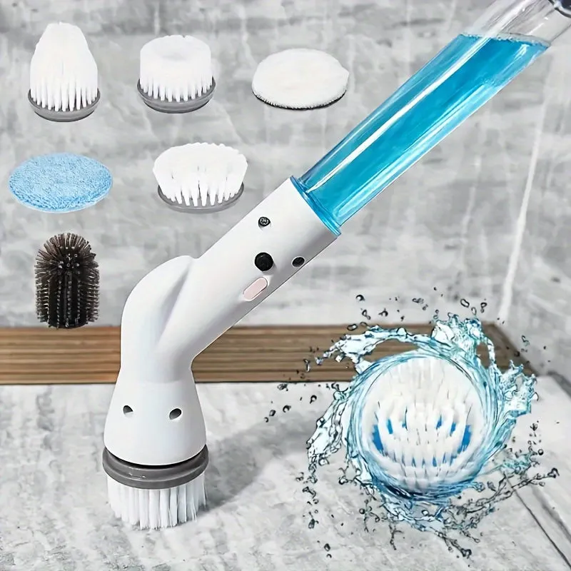 Cordless Electric Spin Scrubber with 2/5/6 Replaceable Brush Heads for Bathroom, Kitchen, and More