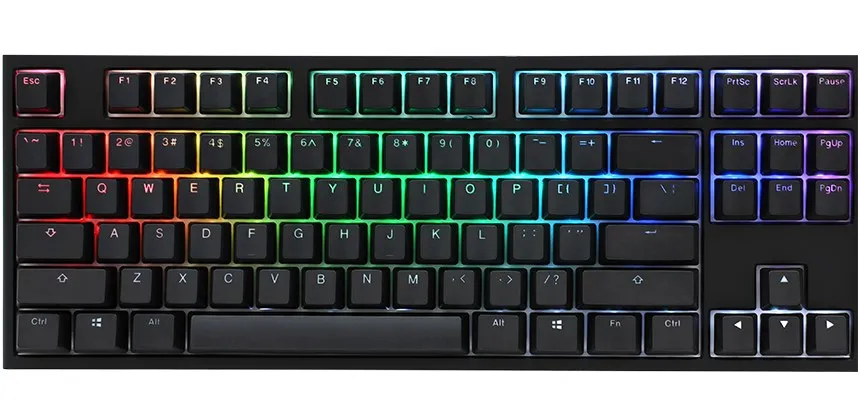 Ducky One 2 Tkl Gaming Keyboard, Mx-Blue, Rgb Led - Black, Ch-Layout