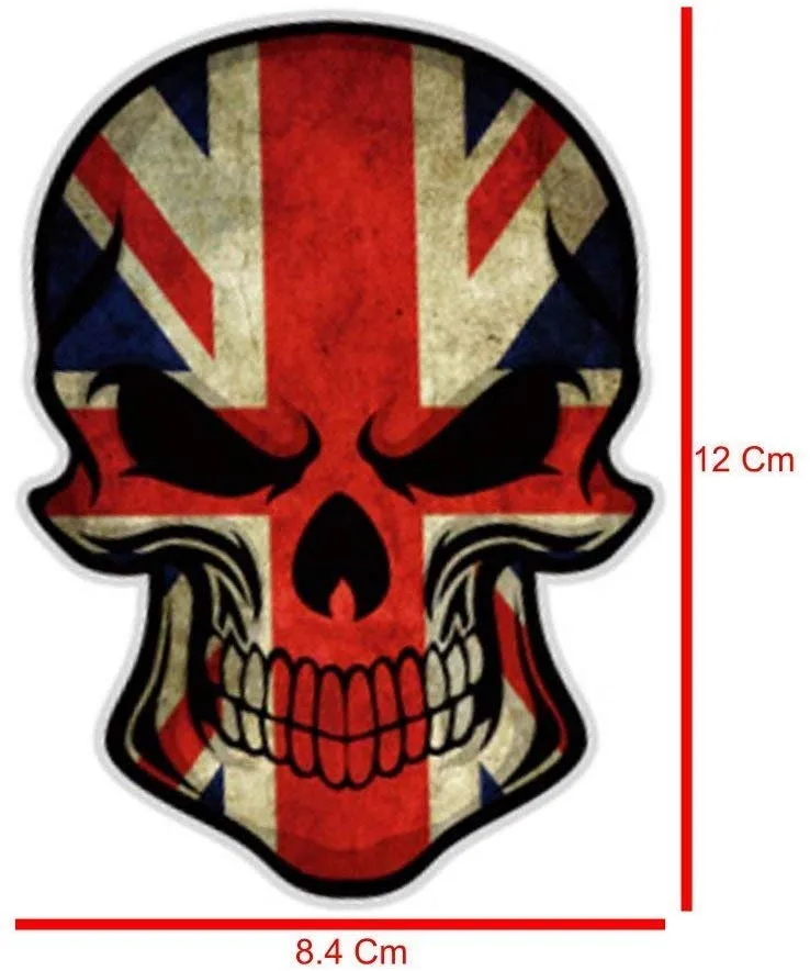 Electomania Skull Metal Head Car Sticker Car Styling Decal Reflective Car & Bike Sticker 3D Metal Logo Sticker Car Motorcycle Badge Emblem (Britain)