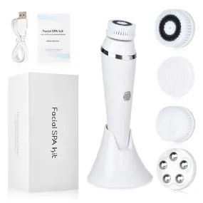 Electric 4in1 Face Cleansing Brush Sonic Blackhead Exfoliating Silicone Face Cleaner Skin Tightening Massage Home Spa Skin Care