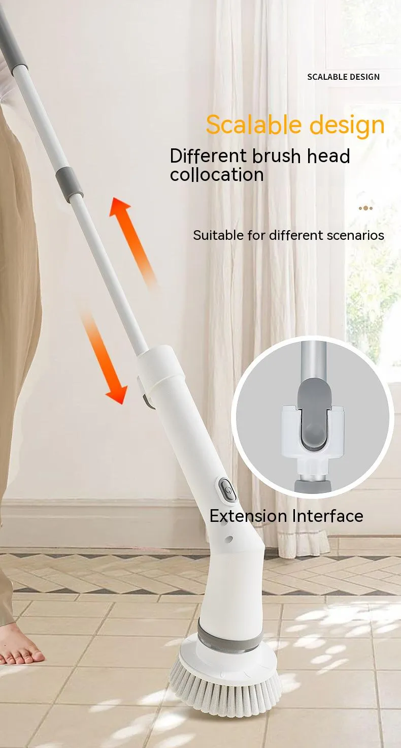 Electric Scrubber Cleaning Wall Long Handle Elbow Telescopic Multifunction Cleaning Brush