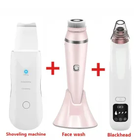 Electric Ultrasonic Face Care Skin Scrubber Vacuum Blackhead Remove Facial Cleaning Beauty Instrument Silicone Cleansing Brush