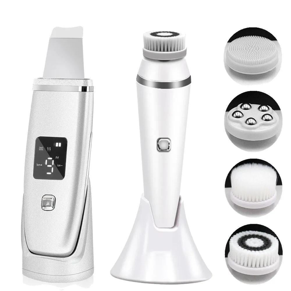 Electric Ultrasonic Face Care Skin Scrubber Vacuum Blackhead Remove Facial Cleaning Instrument Silicone Cleansing Brush