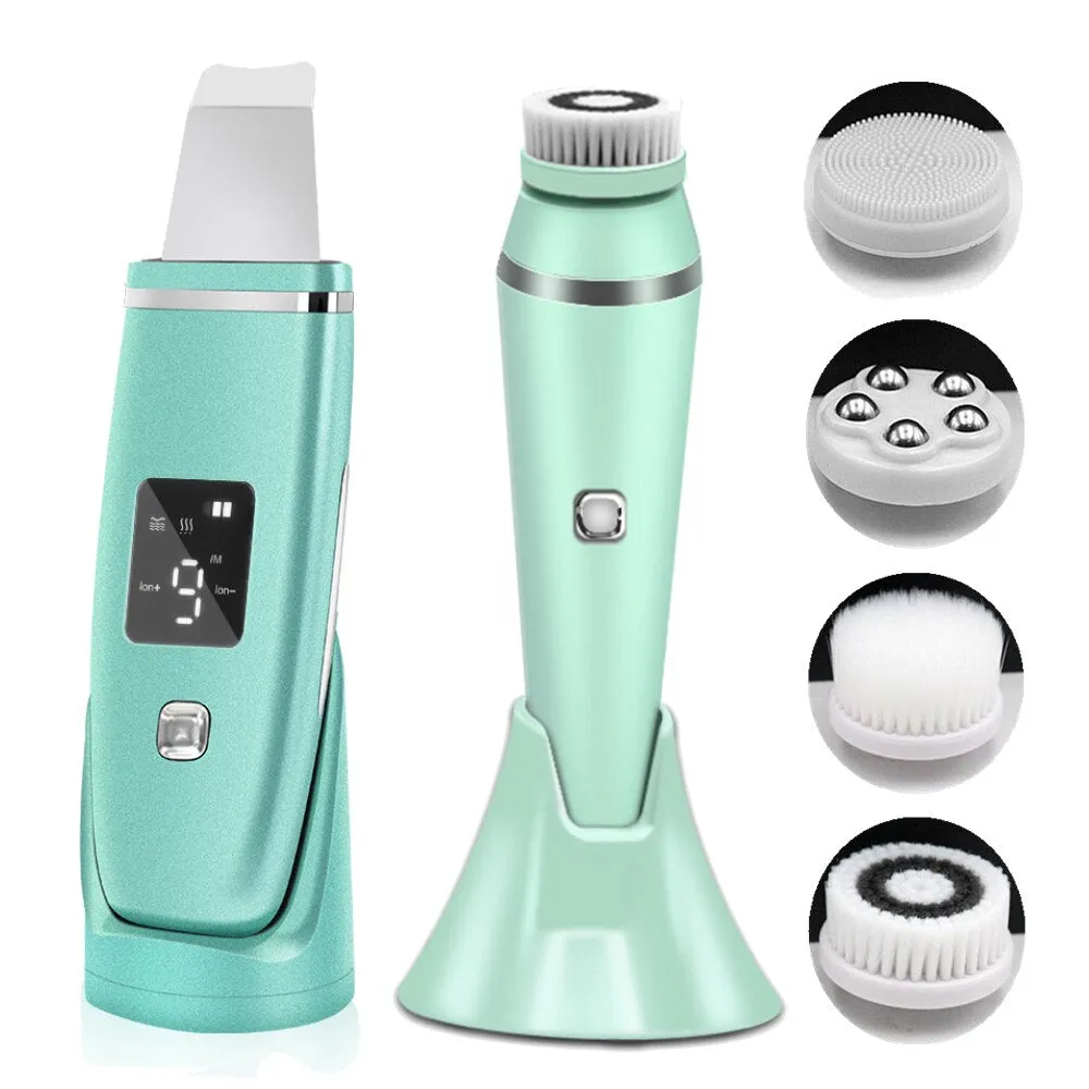 Electric Ultrasonic Face Care Skin Scrubber Vacuum Blackhead Remove Facial Cleaning Instrument Silicone Cleansing Brush