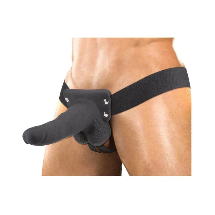 Erection Assistant Hollow Strap-On Vibrating 6 in. Black