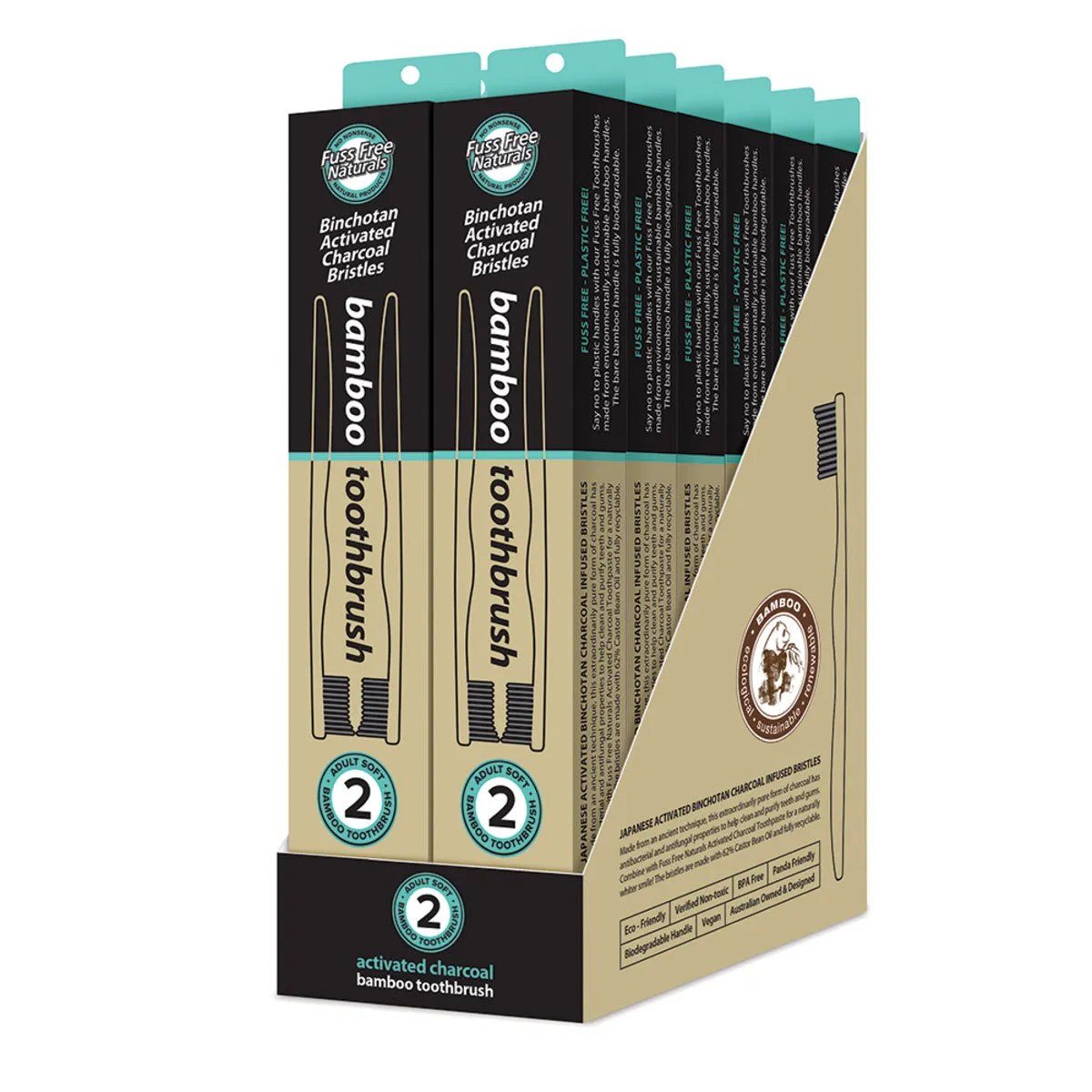 Essenzza Fuss Free Naturals Bamboo Activated Charcoal Soft Toothbrush 2