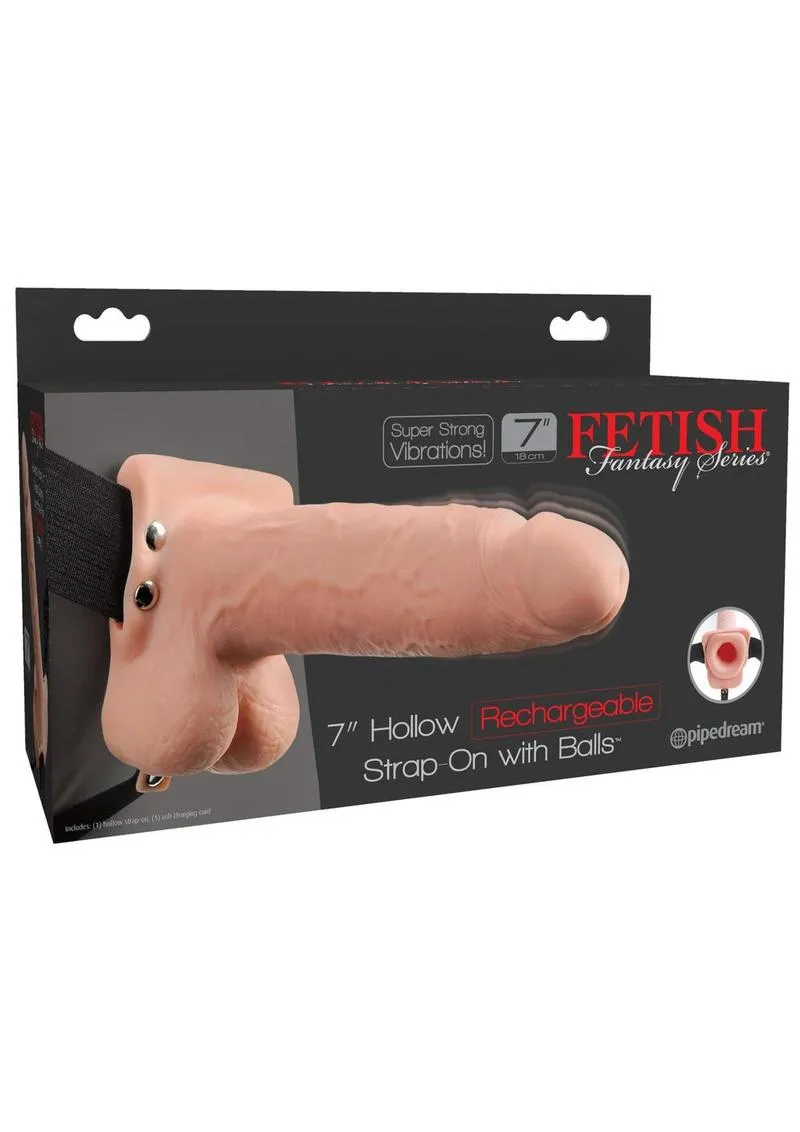 Fetish Fantasy Series Hollow Rechargeable Strap-On Dildo with Balls and Harness