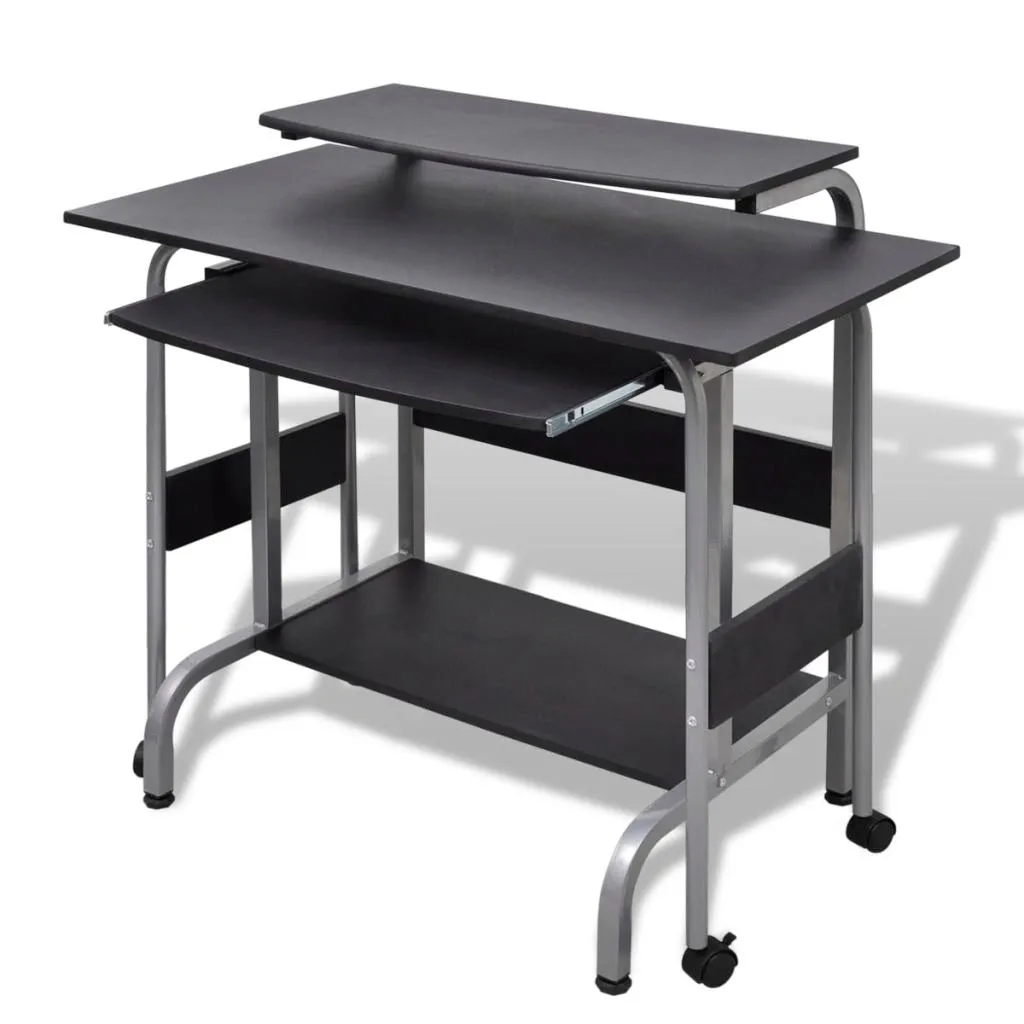 FirstChoise 2 Piece Computer Desk with Pullout Keyboard Tray Black