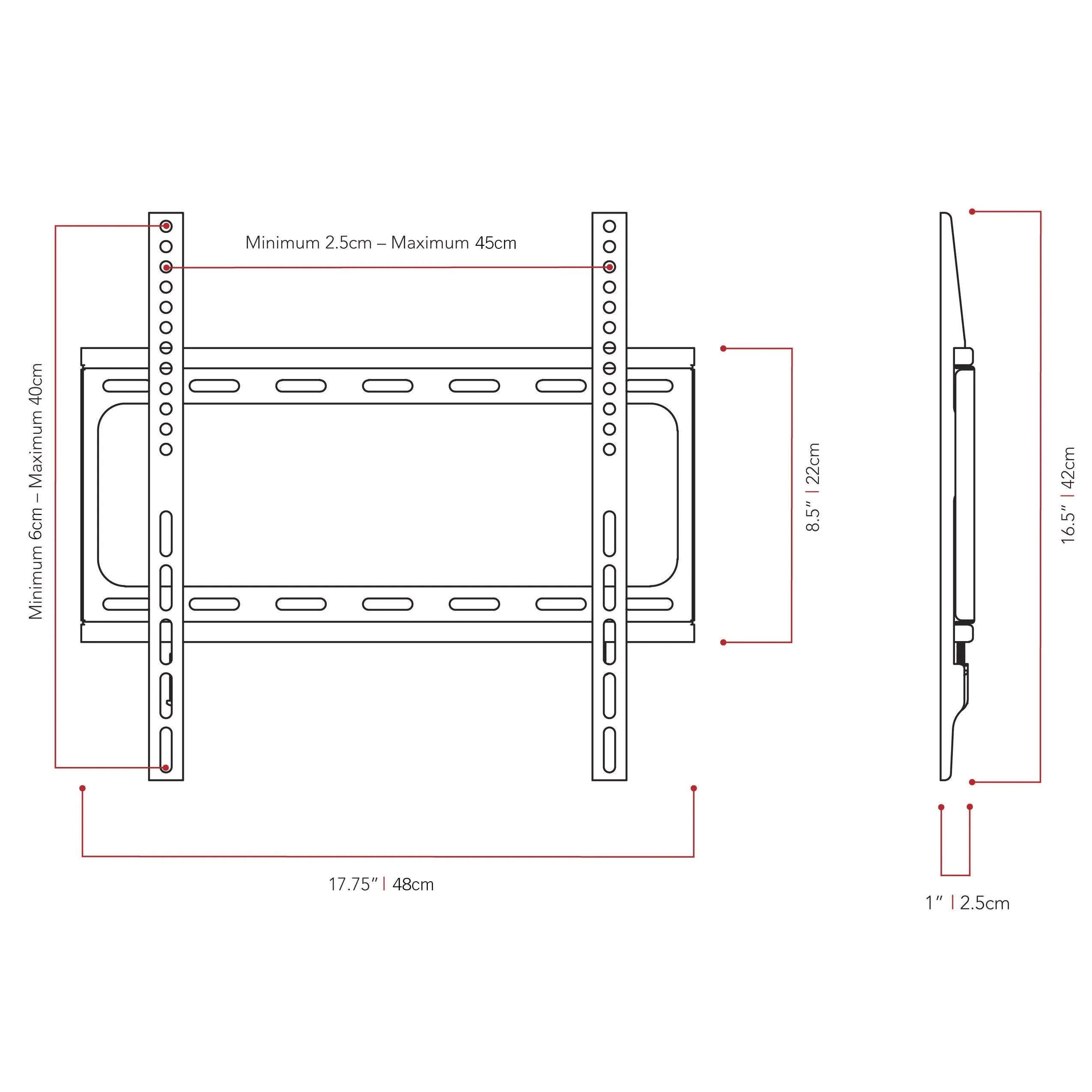 Fixed TV Wall Mount for 26" - 65" TVs