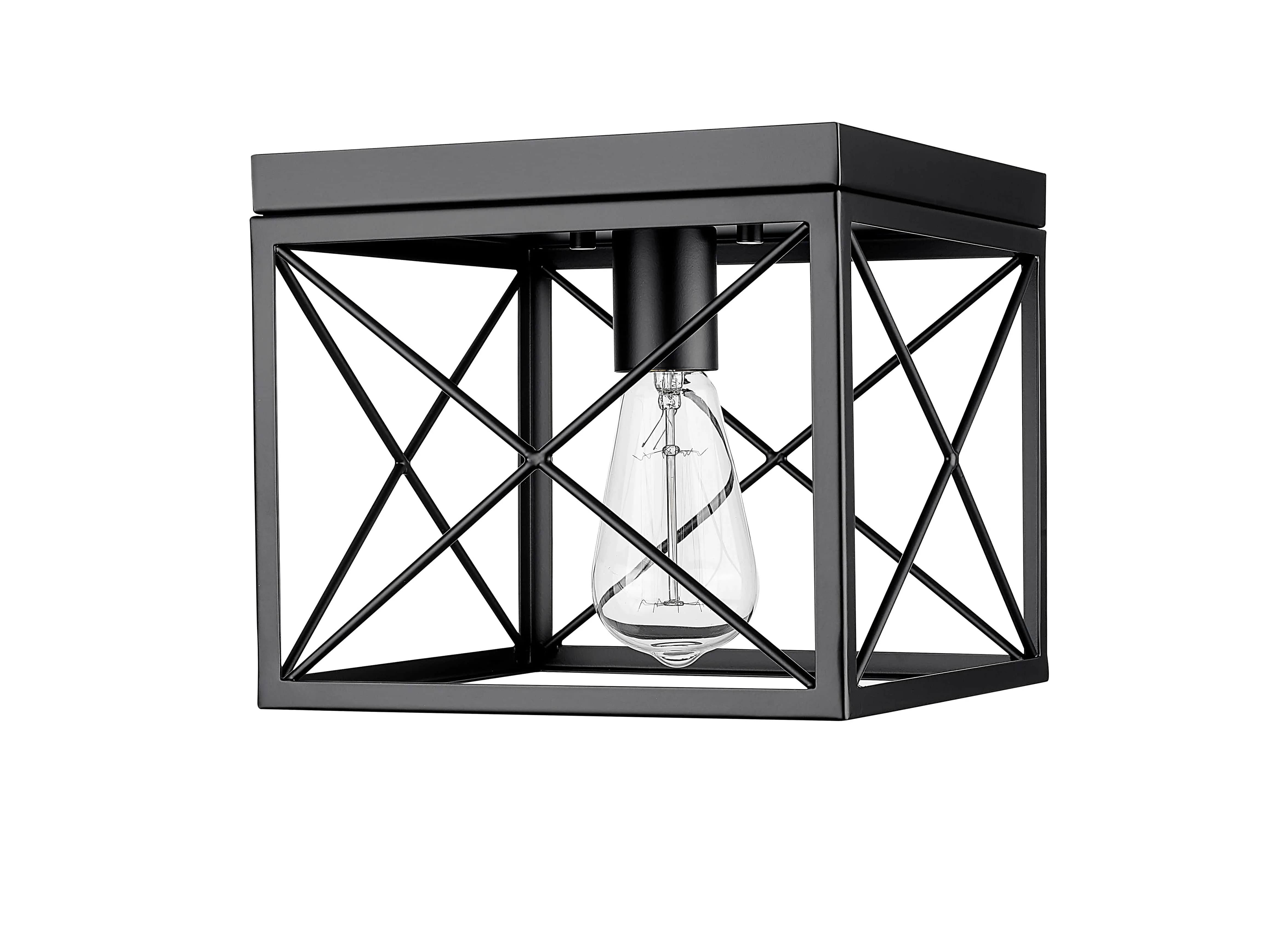 Flush Mount Fixture - Matte Black - 9in. Diameter - E26 Medium Base