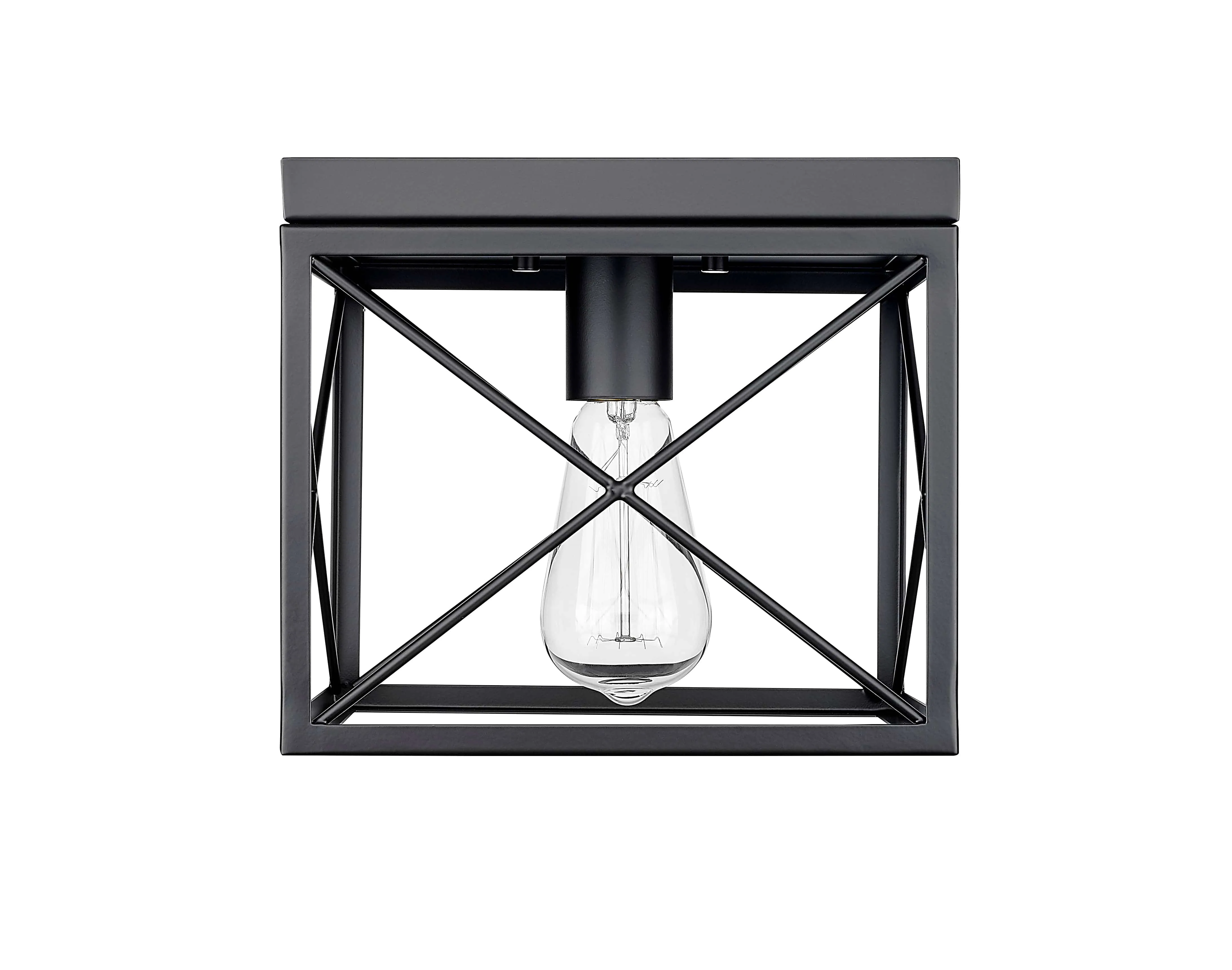 Flush Mount Fixture - Matte Black - 9in. Diameter - E26 Medium Base