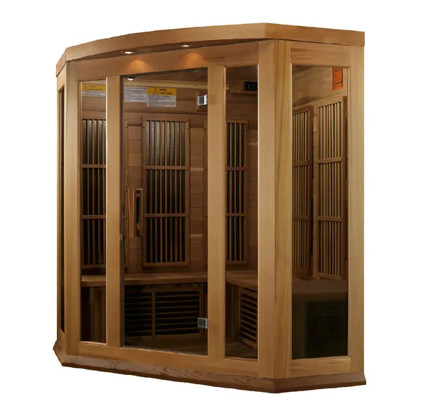 Golden Designs Maxxus "Avignon Edition" 3 Person Corner Near Zero EMF FAR Infrared Sauna - Canadian Red Cedar