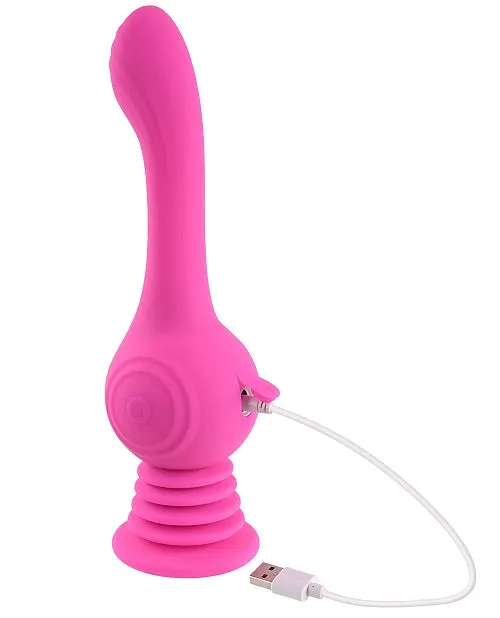 Gyro Vibe Rechargeable Silicone Vibrator with Suction Cup - Pink