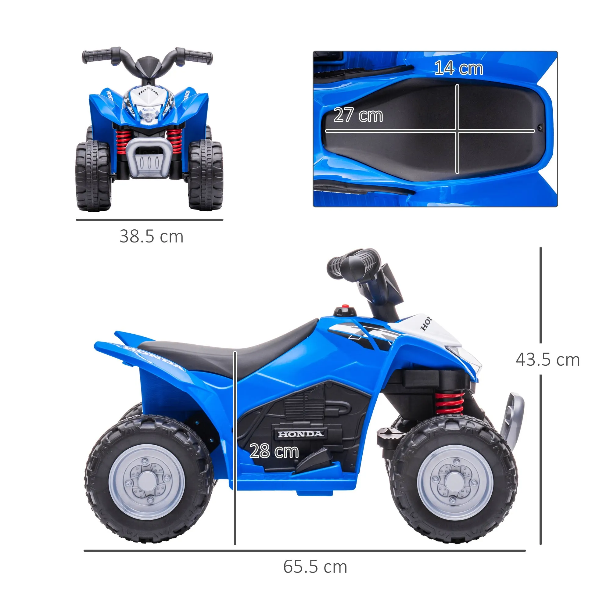 Honda Licensed Kids Electric Quad Bike 6V ATV 1.5-3 Years Blue