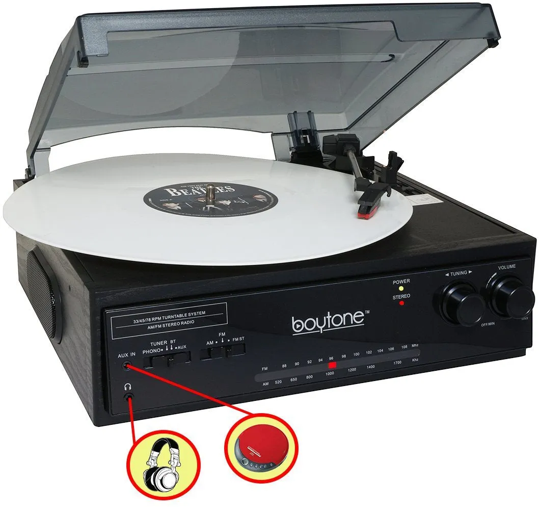 HUGE PRICE DROP: Boytone Bluetooth Stereo Turntable w/ 2 built in Speakers & AM/FM Radio