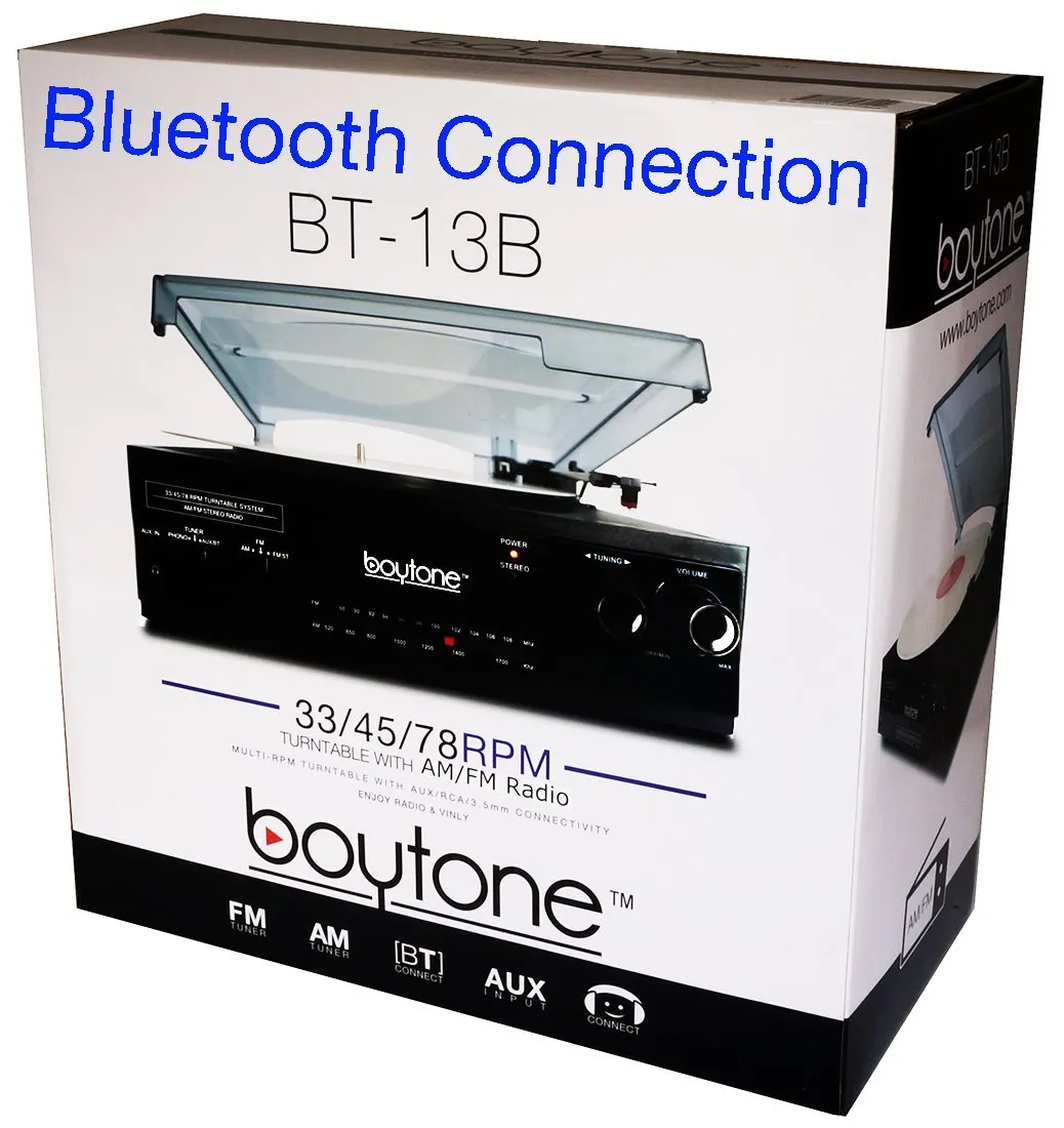 HUGE PRICE DROP: Boytone Bluetooth Stereo Turntable w/ 2 built in Speakers & AM/FM Radio