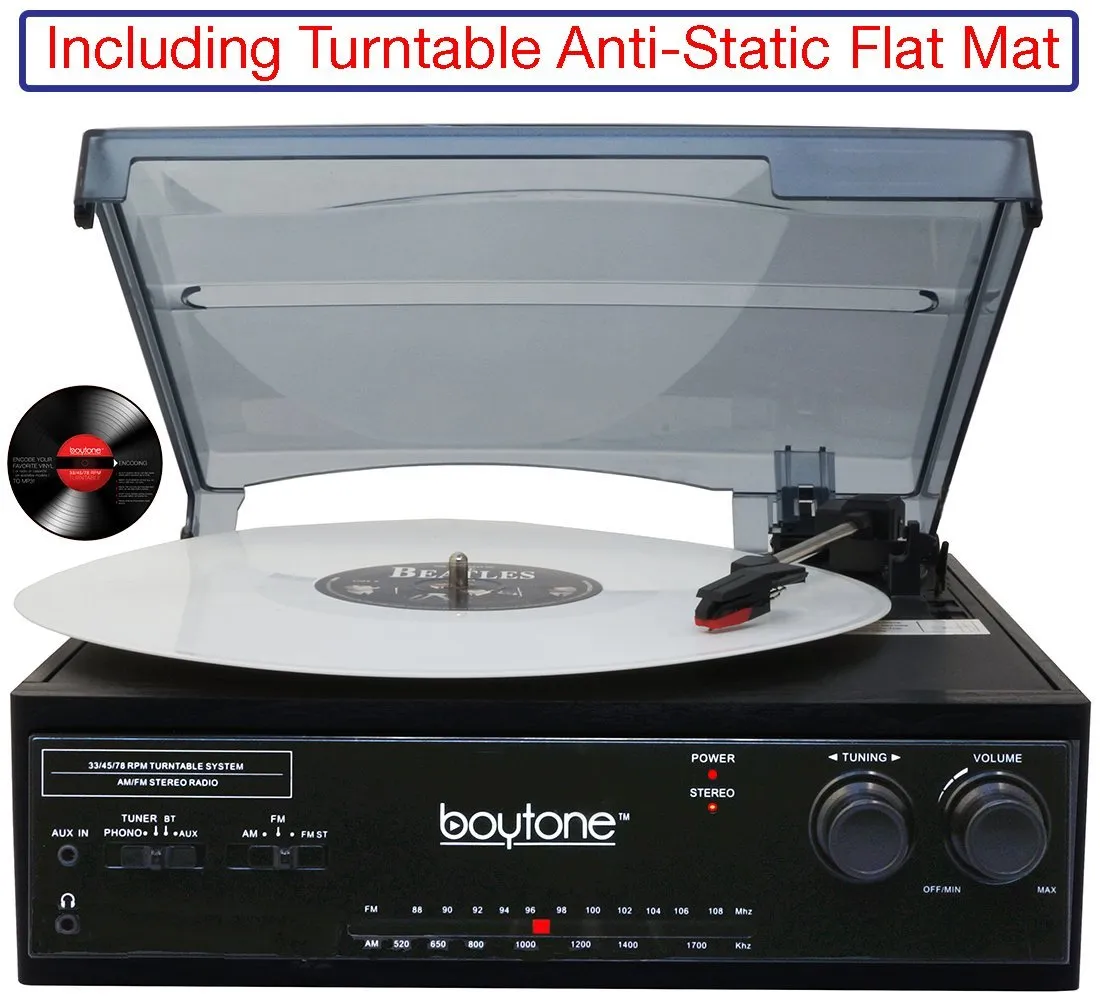 HUGE PRICE DROP: Boytone Bluetooth Stereo Turntable w/ 2 built in Speakers & AM/FM Radio