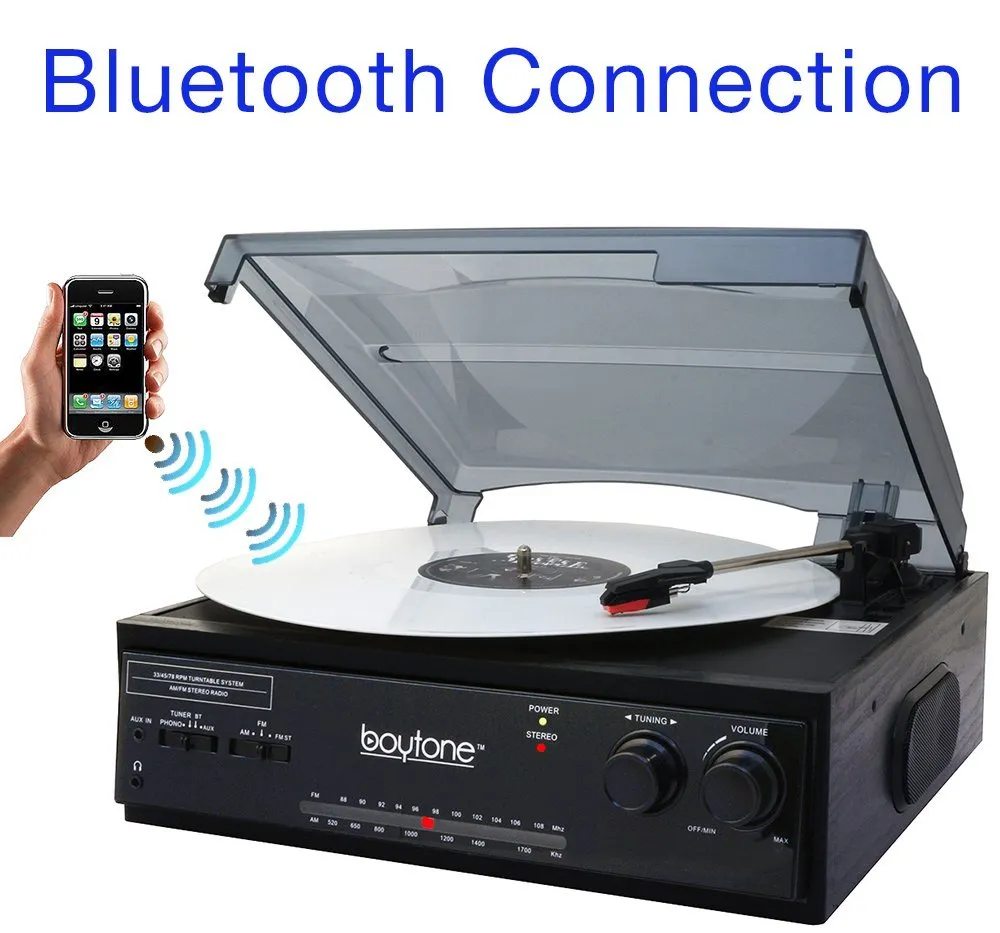 HUGE PRICE DROP: Boytone Bluetooth Stereo Turntable w/ 2 built in Speakers & AM/FM Radio