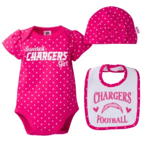 Infant Chargers Girl Onesie, Bib and Cap