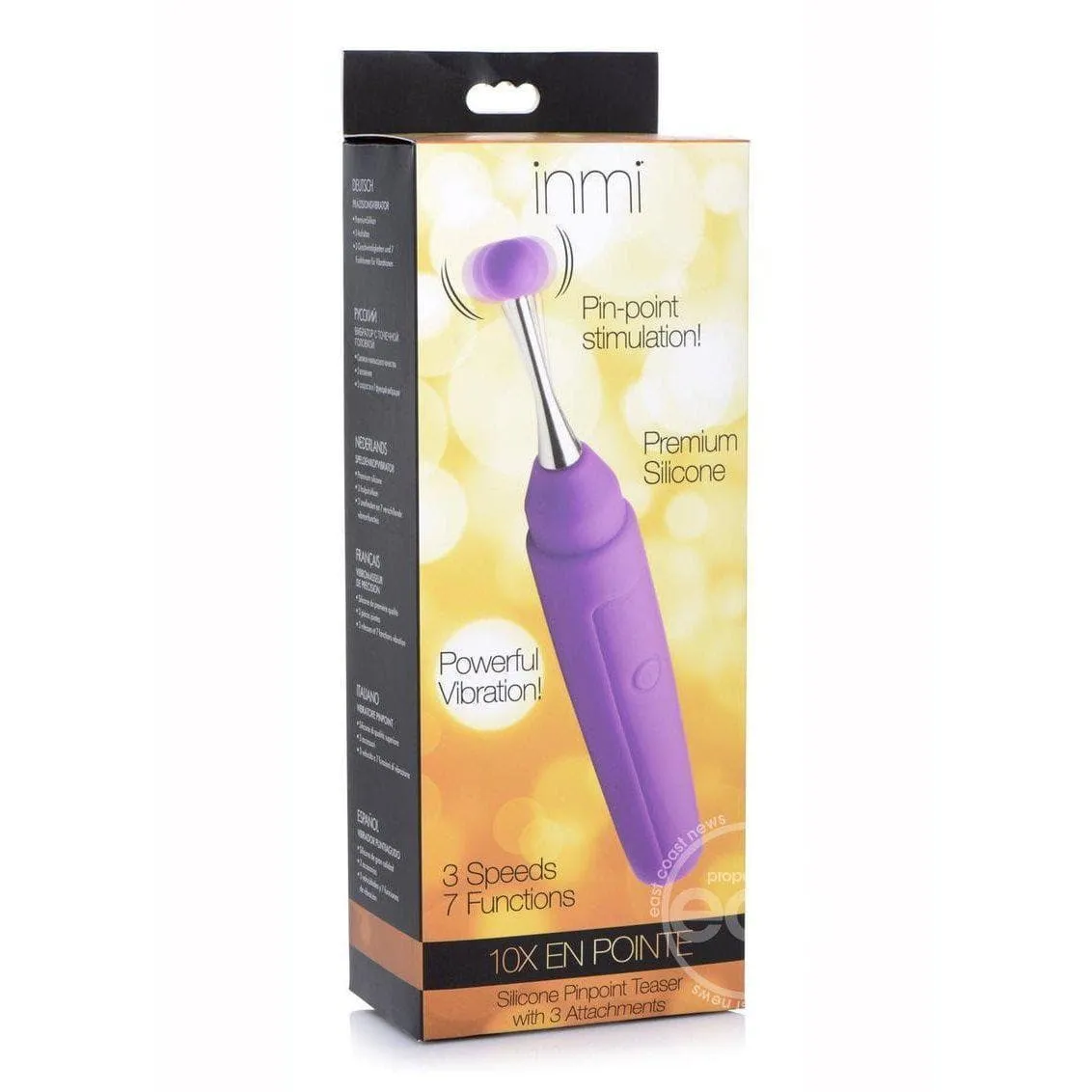 Inmi 10X En Pointe Teaser Silicone Rechargeable Stimulator With 3 Attachments - Purple