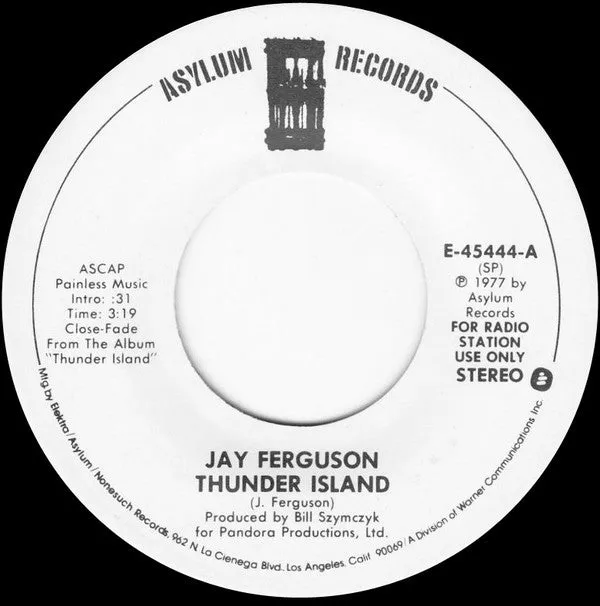 Jay Ferguson - Thunder Island (7", Promo, SP ) (NM or M-)