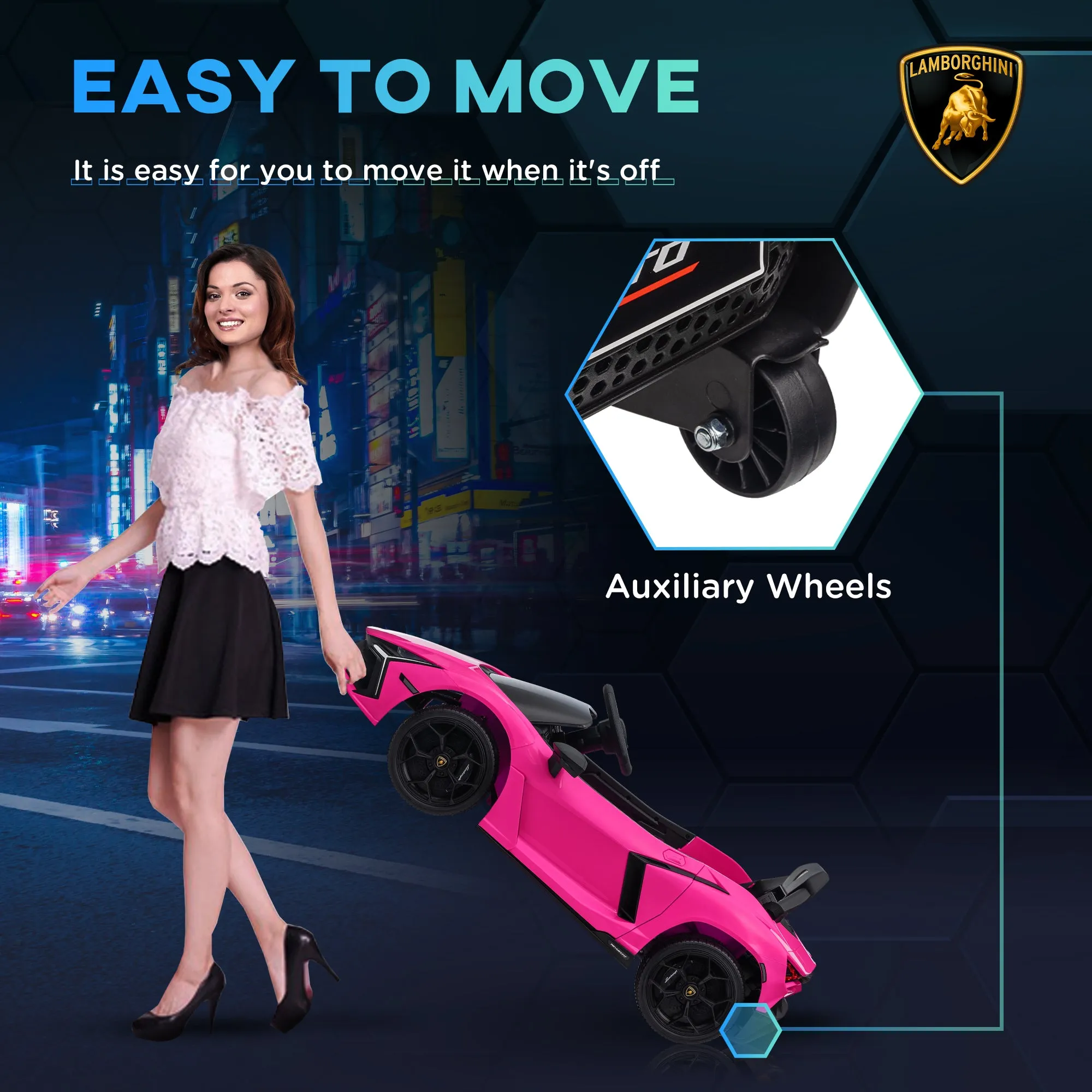 Lamborghini Revuelto Licensed Ride On Car, with Suspension, Pink