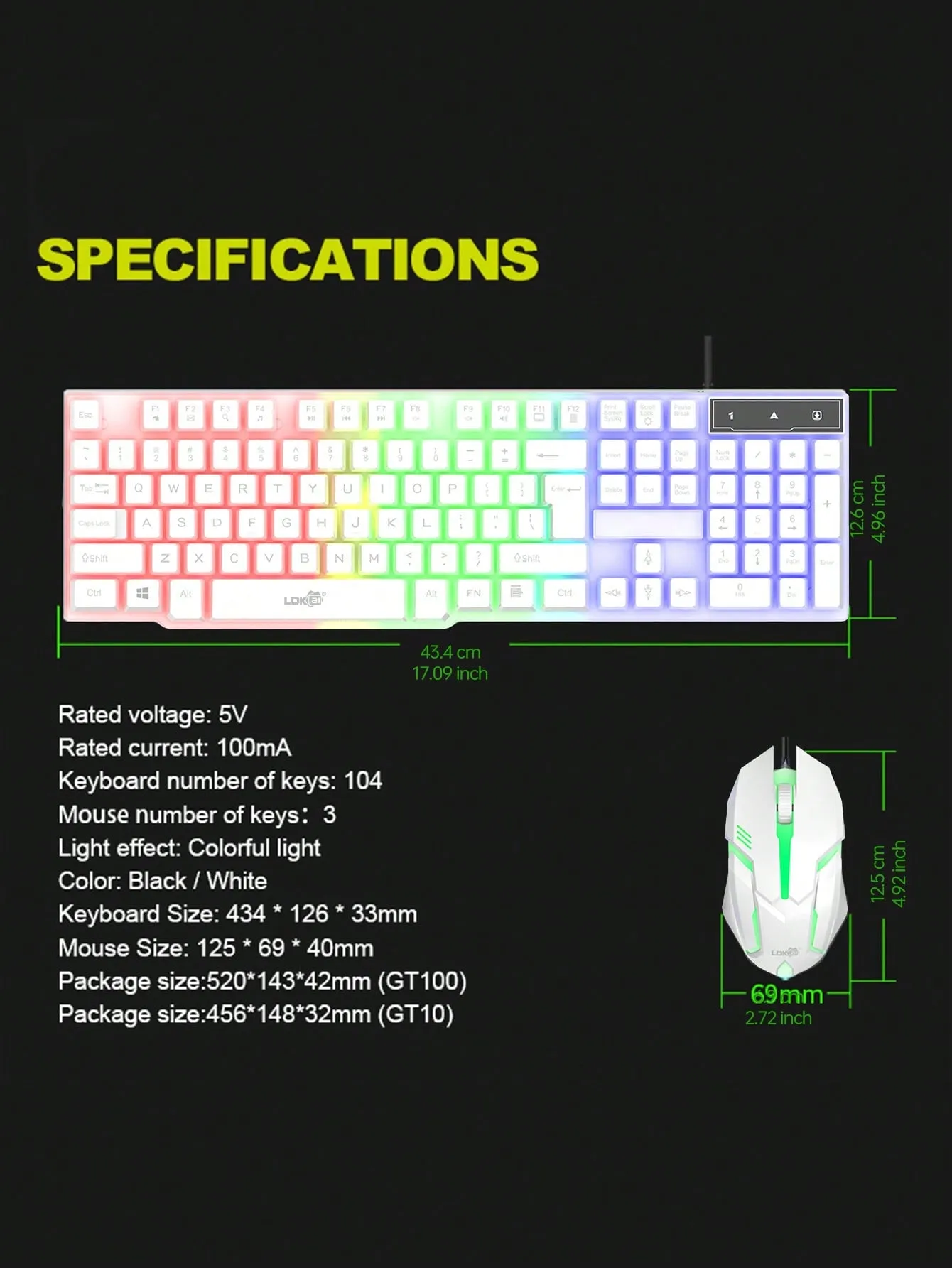 Led Backlight Mechanical Gaming Keyboard And Mouse Set