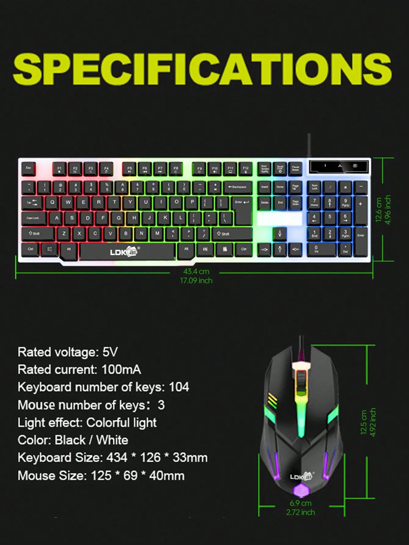 Led Backlight Mechanical Gaming Keyboard And Mouse Set