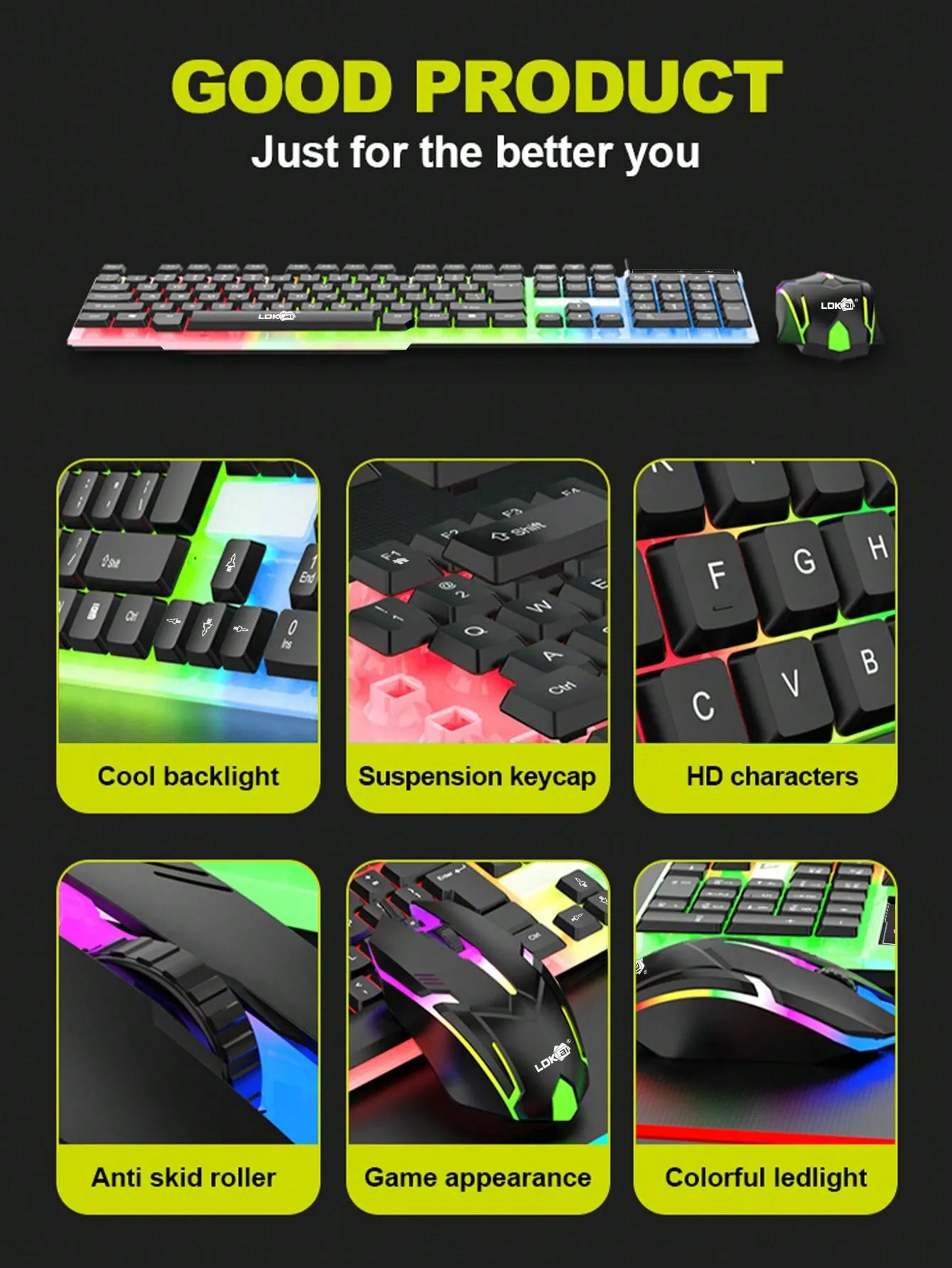 Led Backlight Mechanical Gaming Keyboard And Mouse Set