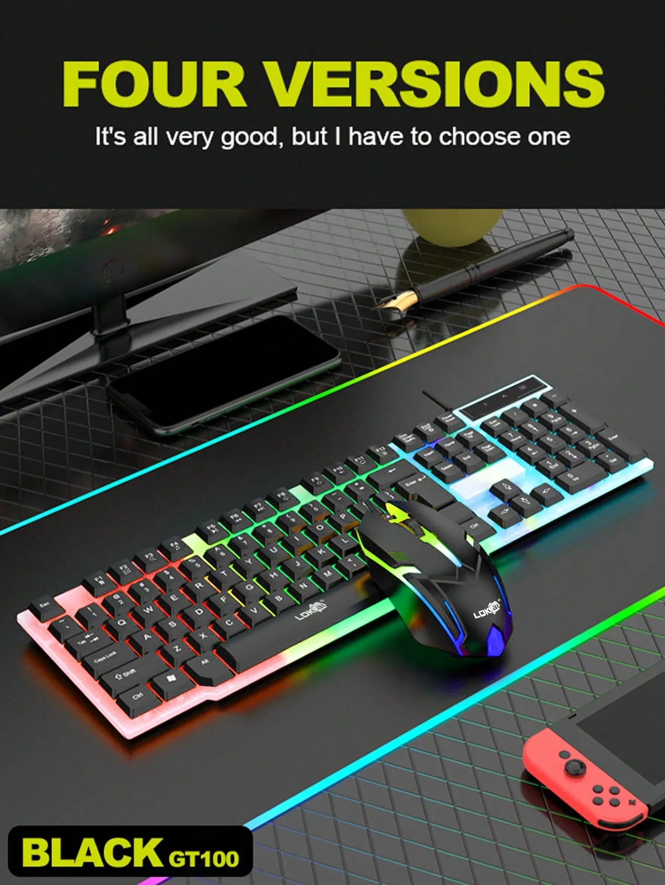 Led Backlight Mechanical Gaming Keyboard And Mouse Set