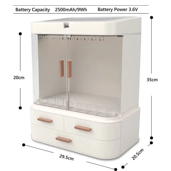 Led Makeup Organizer With Led Mirror And Jewelry Storage Organizer Cabinet