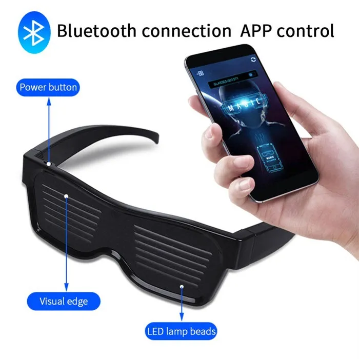 LED Party Glasses APP Control Magic Bluetooth Luminous Glasses