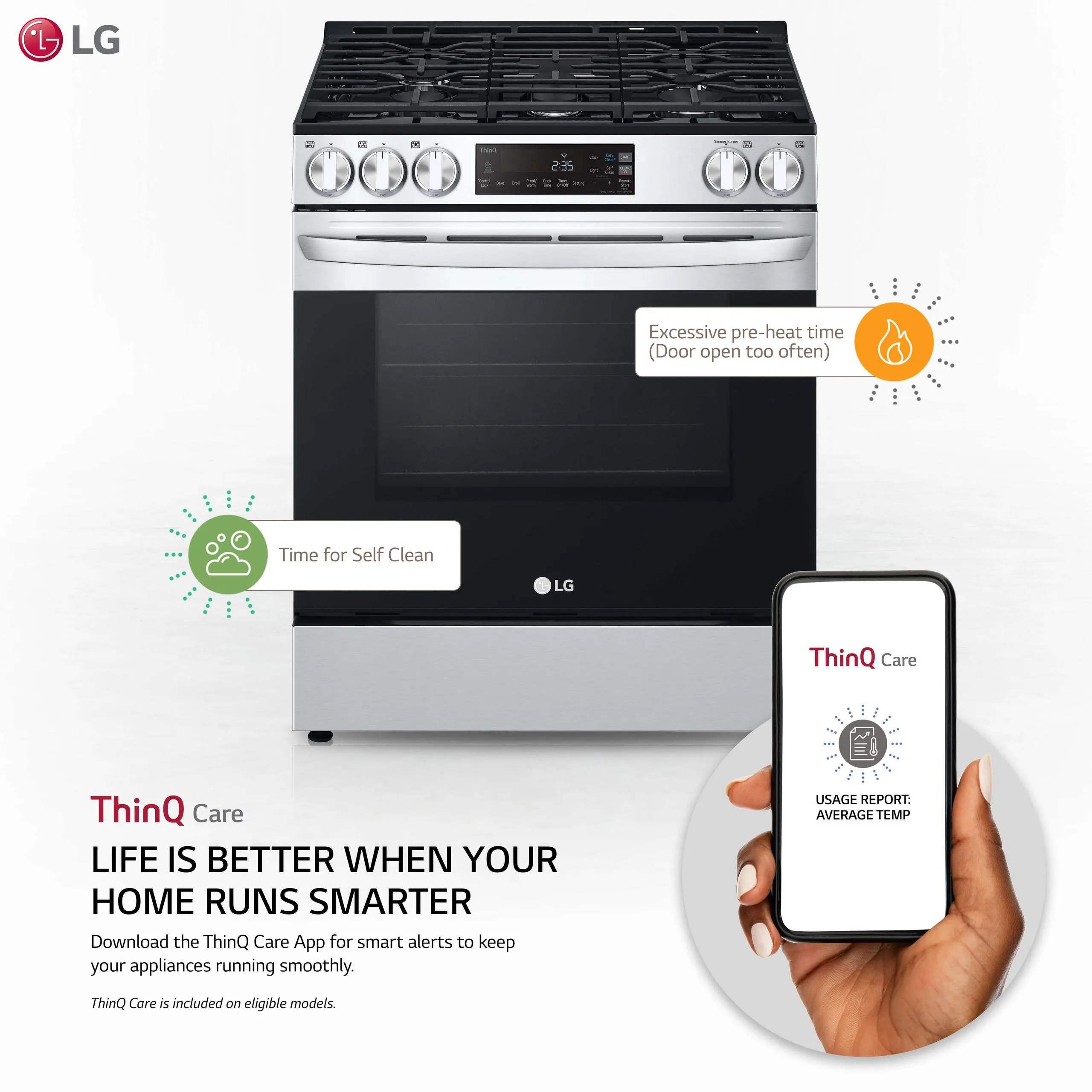 Lg LSGL5831F 5.8 cu ft. Smart Wi-Fi Enabled Gas Slide-in Range with EasyClean®