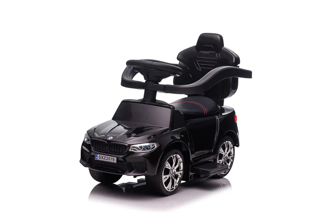 Licensed 2025 BMW M5 4-in-1 Push Pedal Ride On Car Baby Walker W Push Bar, Leather Seat, Foot Rest  Rocking Chair Rails | Rubber Tires