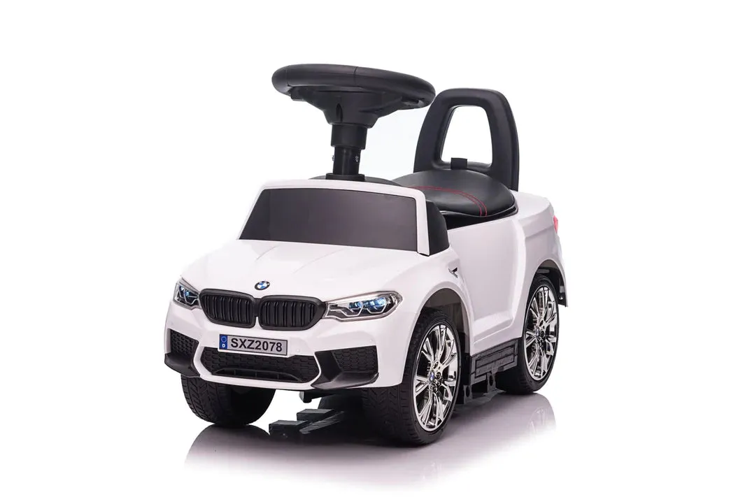 Licensed 2025 BMW M5 4-in-1 Push Pedal Ride On Car Baby Walker W Push Bar, Leather Seat, Foot Rest  Rocking Chair Rails | Rubber Tires