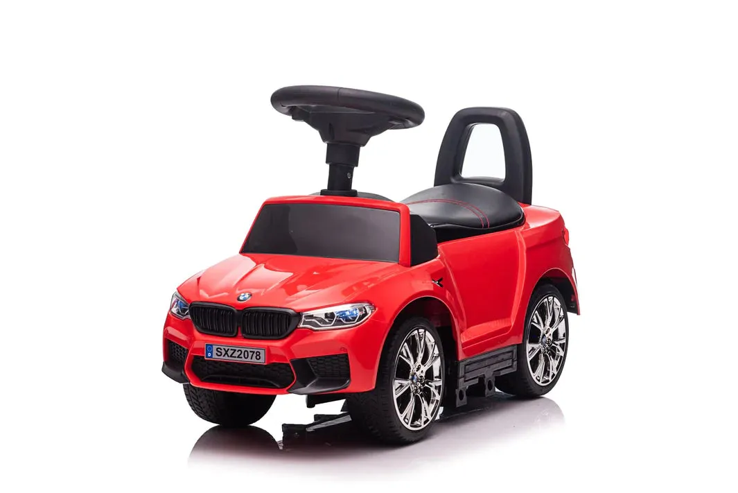 Licensed 2025 BMW M5 4-in-1 Push Pedal Ride On Car Baby Walker W Push Bar, Leather Seat, Foot Rest  Rocking Chair Rails | Rubber Tires