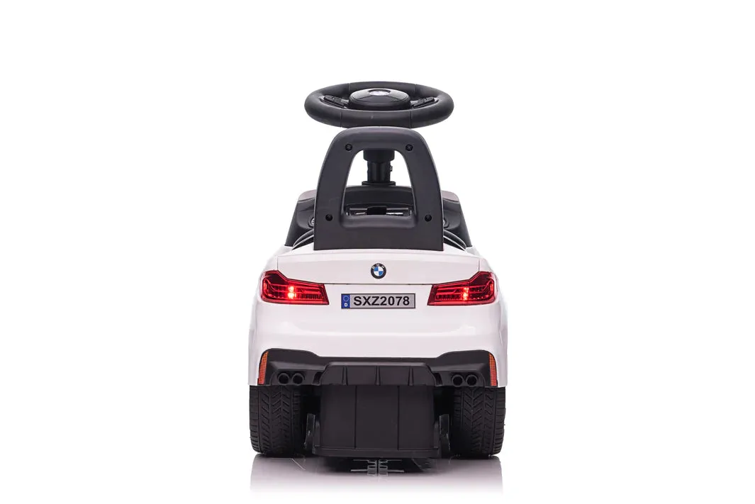 Licensed 2025 BMW M5 4-in-1 Push Pedal Ride On Car Baby Walker W Push Bar, Leather Seat, Foot Rest  Rocking Chair Rails | Rubber Tires