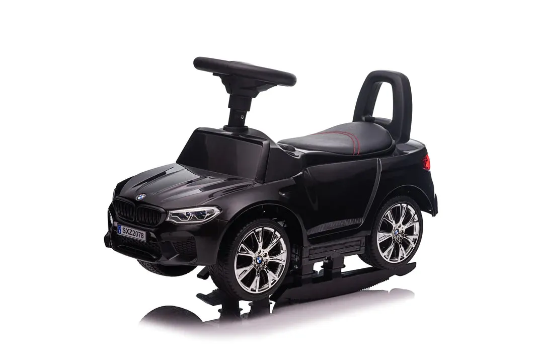 Licensed 2025 BMW M5 4-in-1 Push Pedal Ride On Car Baby Walker W Push Bar, Leather Seat, Foot Rest  Rocking Chair Rails | Rubber Tires