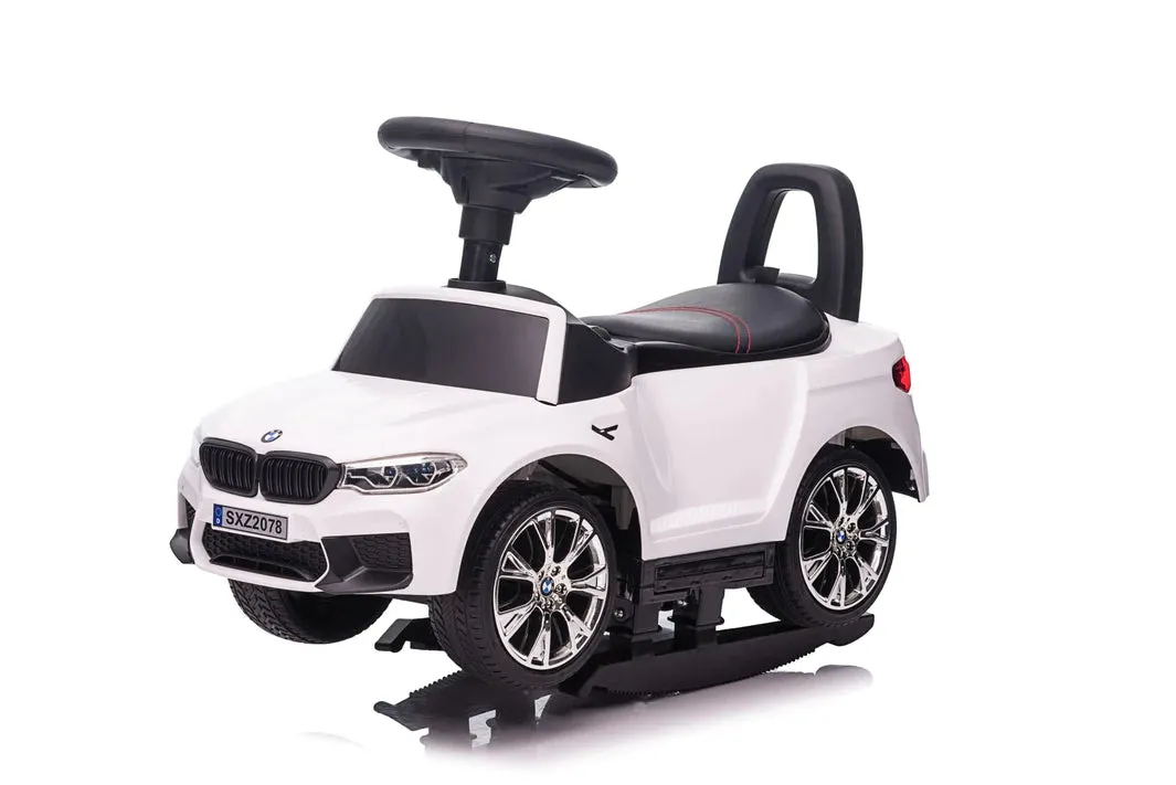 Licensed 2025 BMW M5 4-in-1 Push Pedal Ride On Car Baby Walker W Push Bar, Leather Seat, Foot Rest  Rocking Chair Rails | Rubber Tires