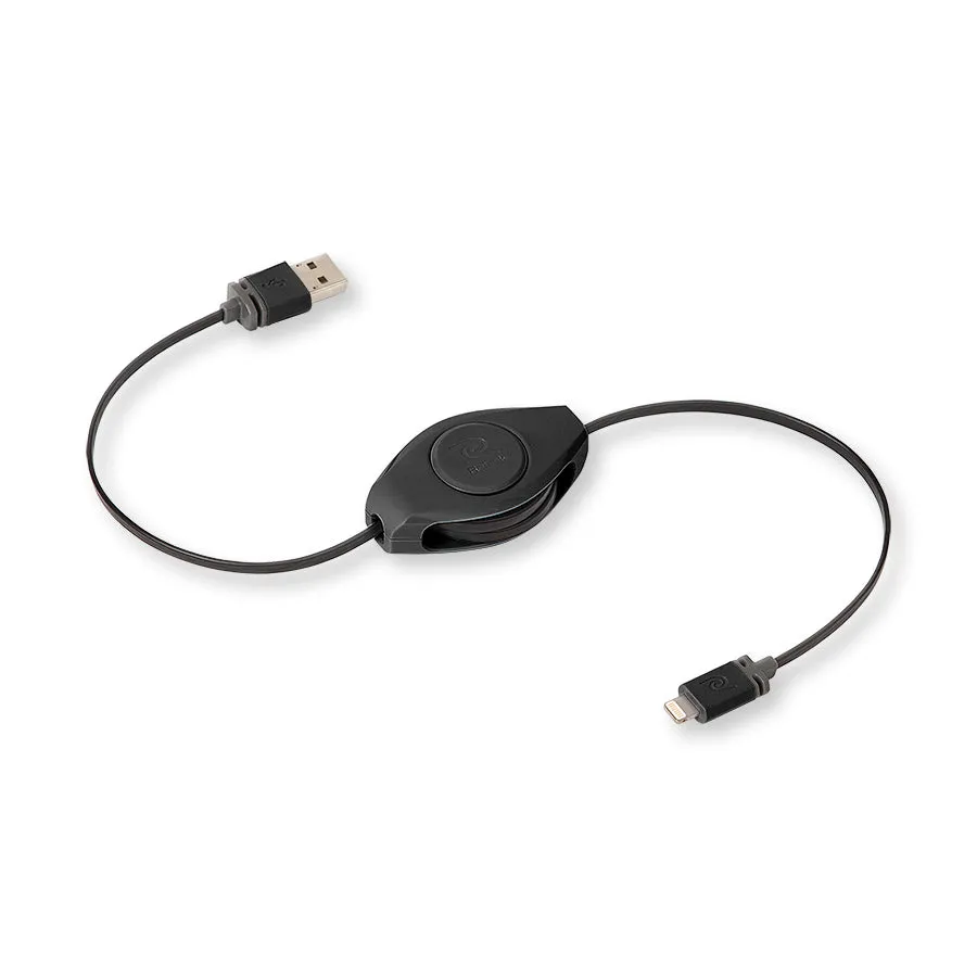 Lightning Cord | Retractable Charge & Sync Lightning Cable | Black